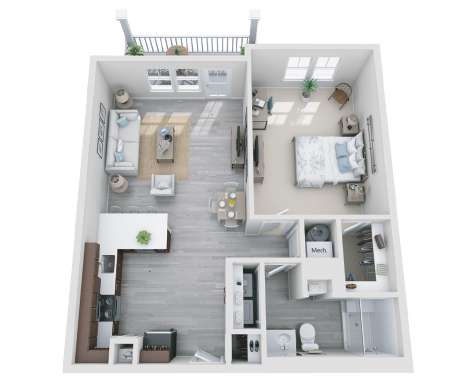 a floor plan image of the mill at new holland apartments in gainesville, ga
